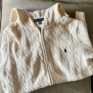 Ralph Lauren Women’s Ivory Cable Knit Zip-Up Hoodie